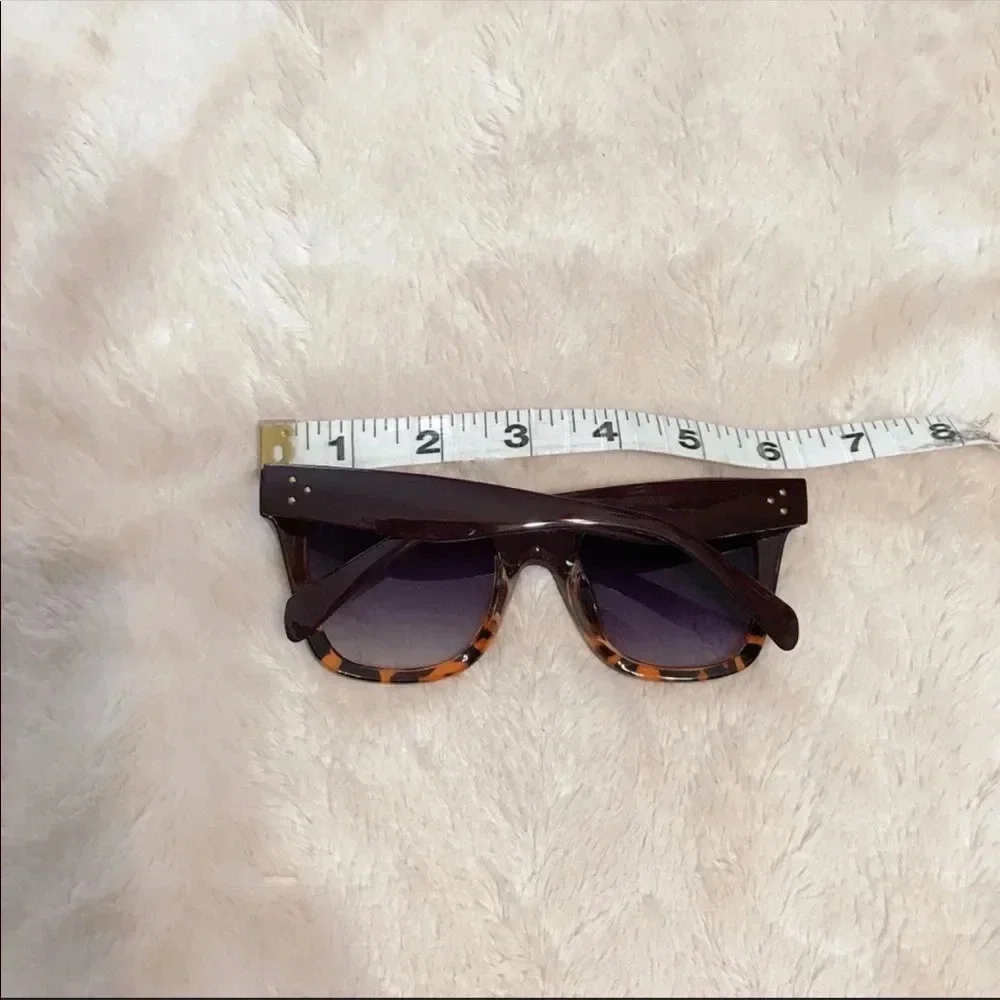 New Dark Brown & Leopard Retro Large Sunglasses